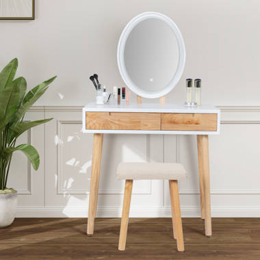 Kaslyn vanity and mirror deals with stool